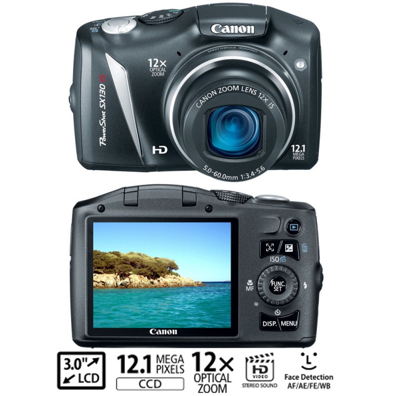 Digital Canon-SX130IS, 12 meg -LCD 3'' screen Zoom 12 x Optical Video HD, Face Detector.jpg