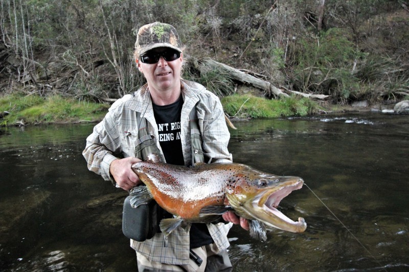 Dave with one of many solid browns he catches in the Tyenna River..jpg